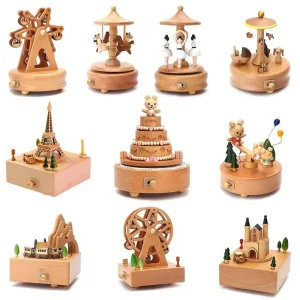 Retro Wooden Wind-Up Musical Box