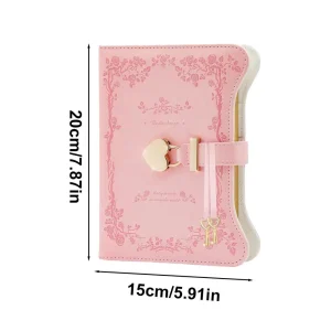 Leather Journal with Lock and Key | 360 Pages Refillable Notebook for Women & Girls